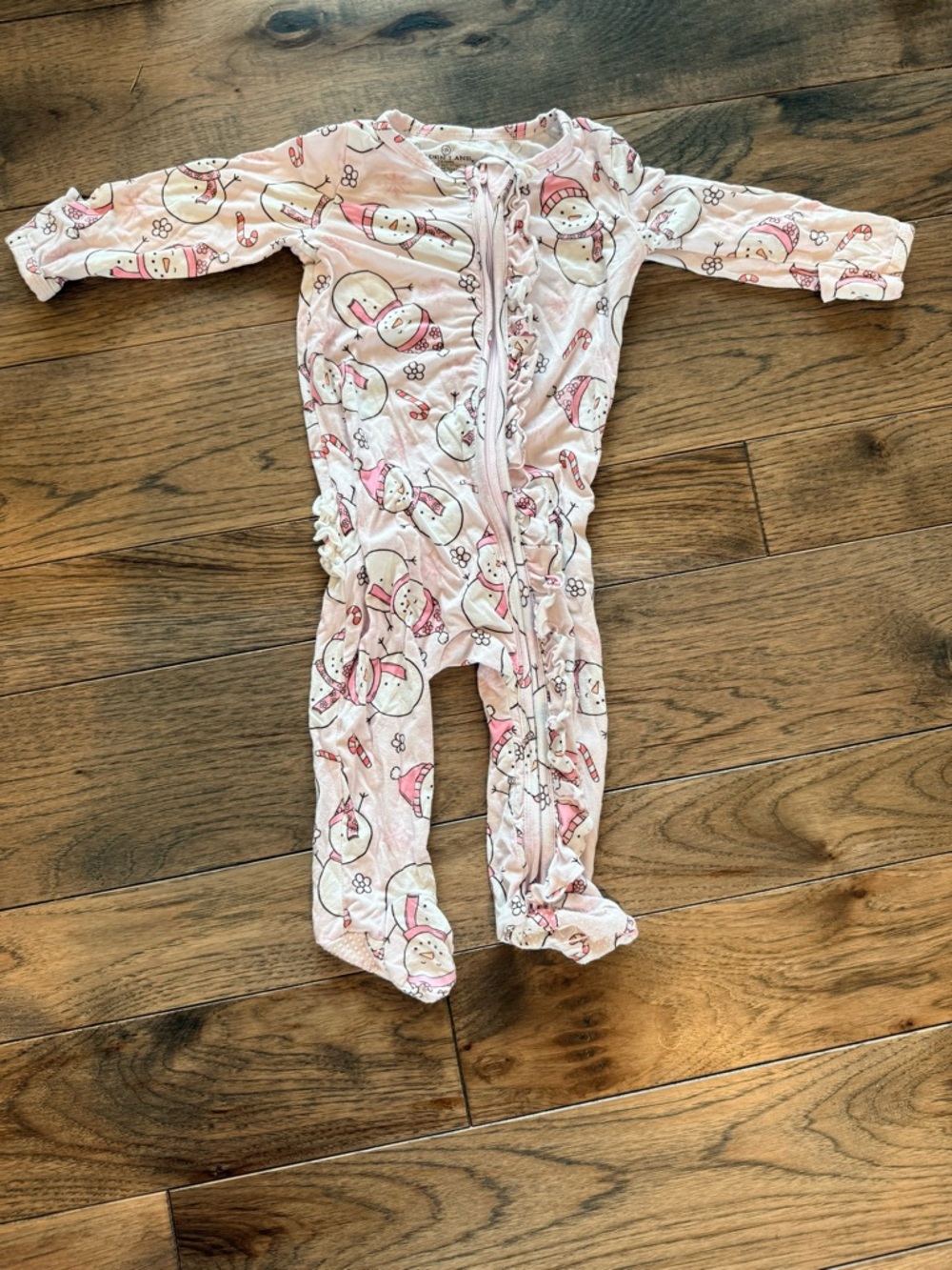 Caden Lane Snowman Ruffled Convertible Zip Footie